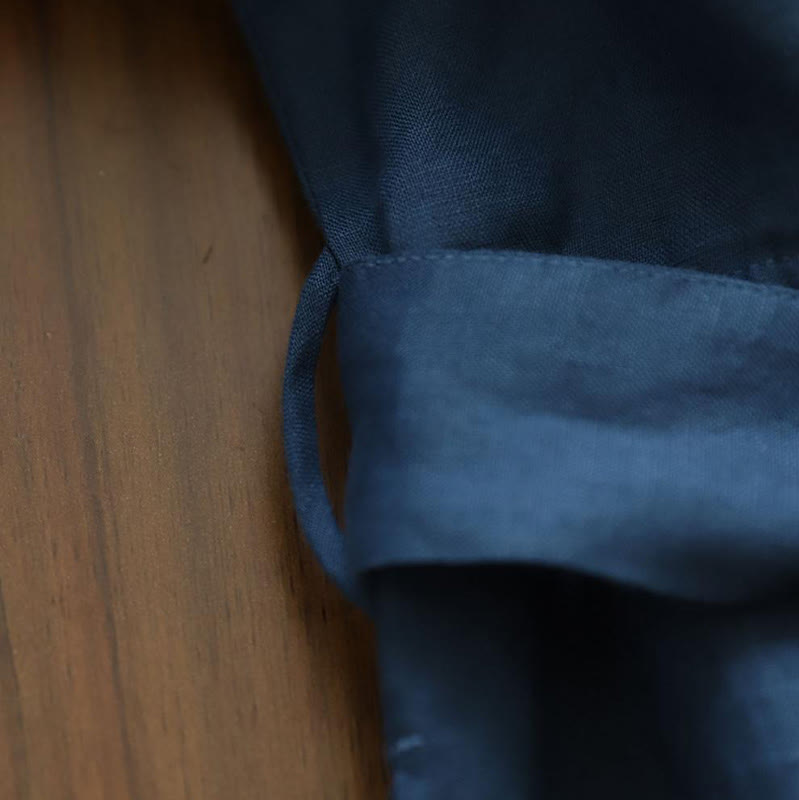 Breathable Linen Stand-Collar Grounding Meditation Midi Dress