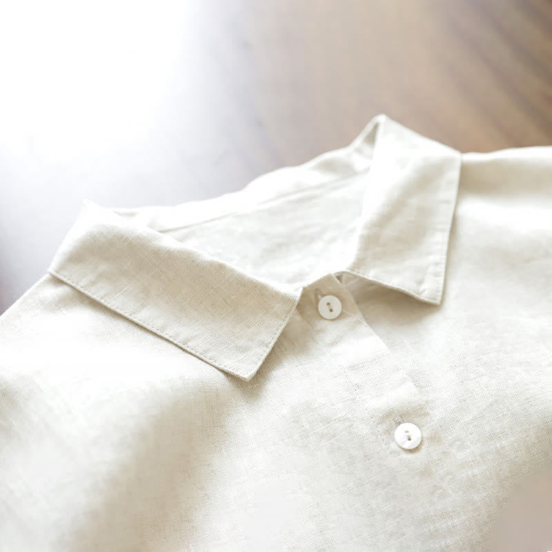 Breathable Linen Stand-Collar Grounding Meditation Midi Dress