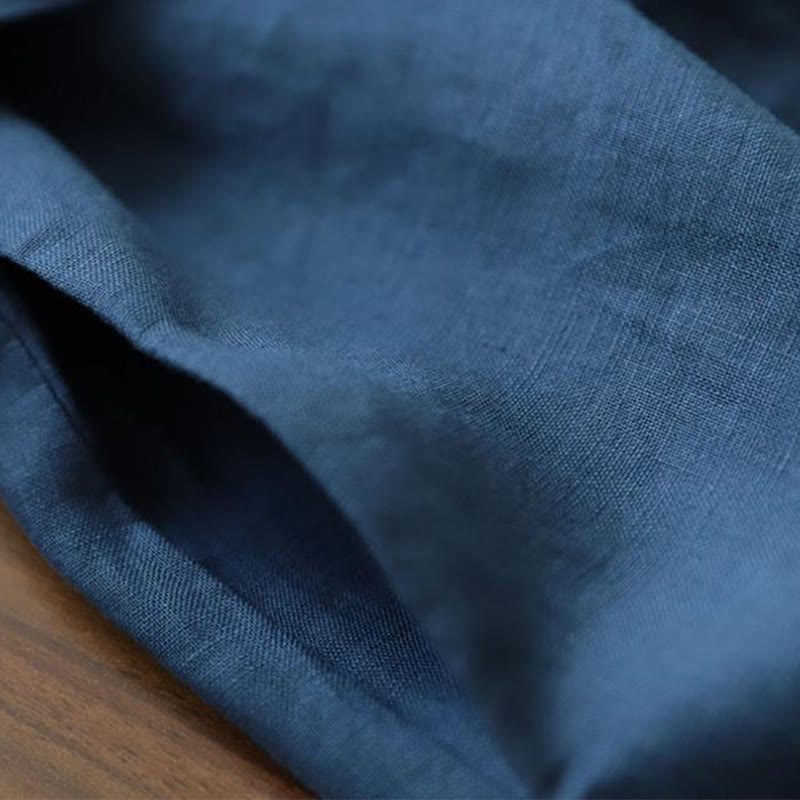 Breathable Linen Stand-Collar Grounding Meditation Midi Dress
