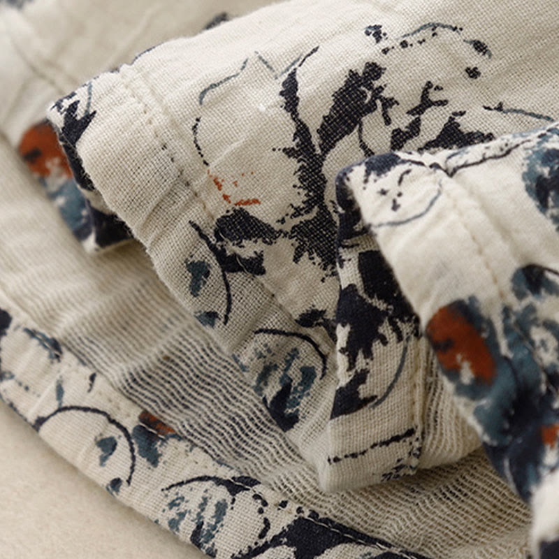 Breathable Cotton Linen Floral Relaxed Mindful Midi Dress