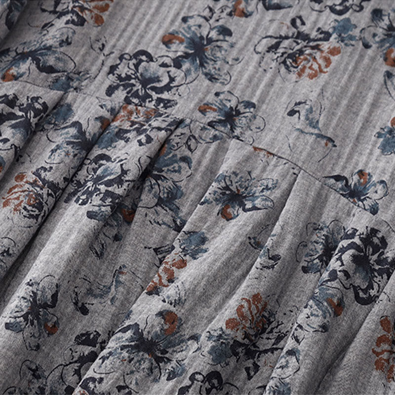 Breathable Cotton Linen Floral Relaxed Mindful Midi Dress