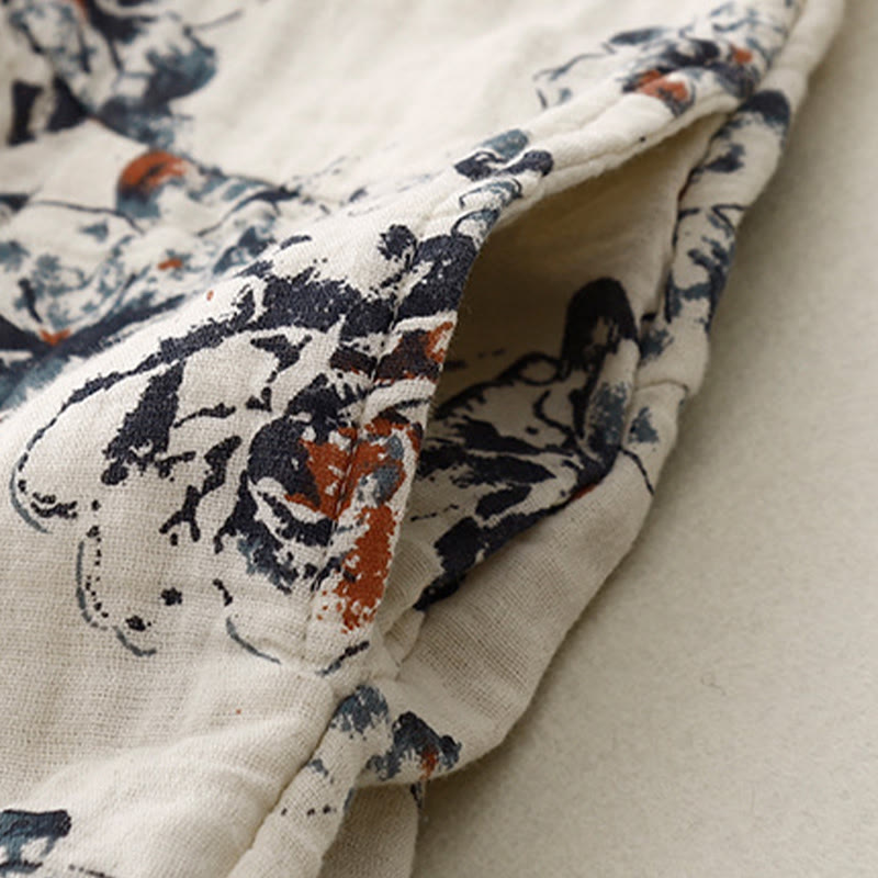 Breathable Cotton Linen Floral Relaxed Mindful Midi Dress