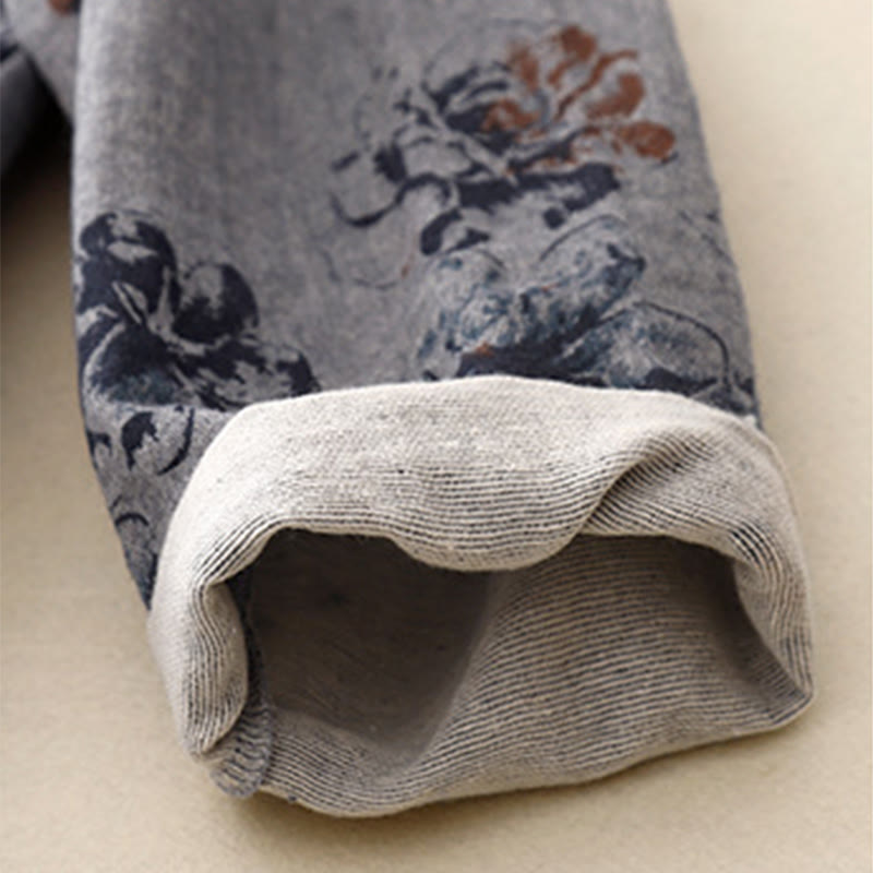 Breathable Cotton Linen Floral Relaxed Mindful Midi Dress
