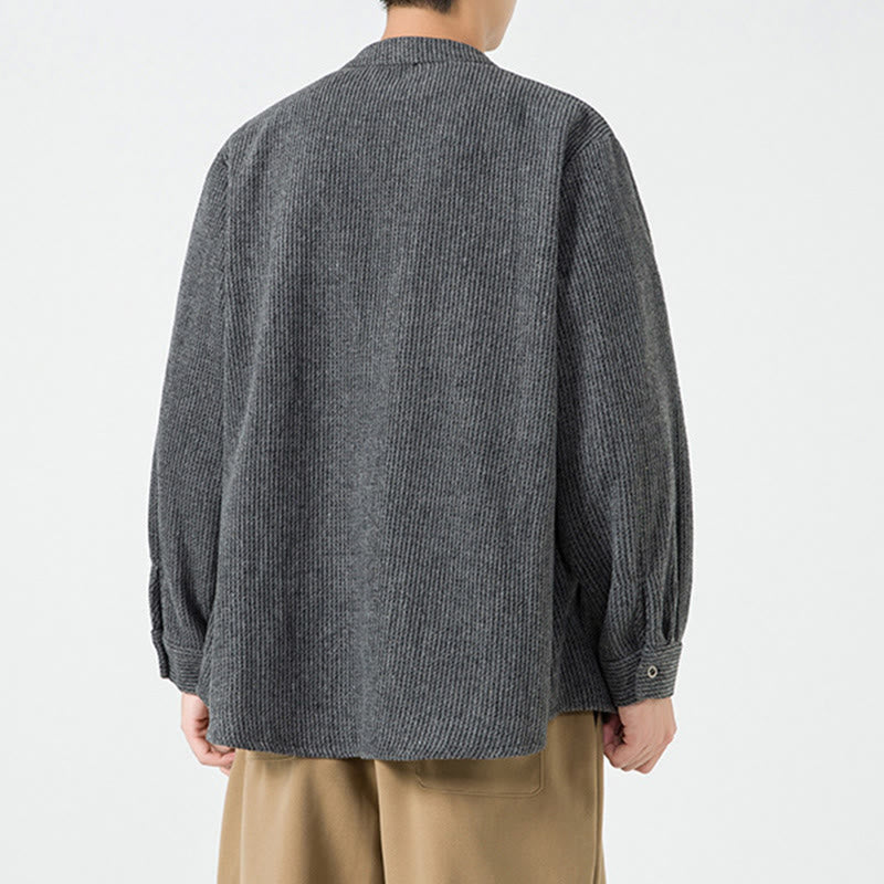 Tactile Cotton Frog-Button Stand-Collar Meditation Jacket
