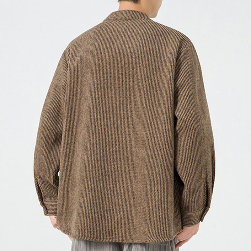 Tactile Cotton Frog-Button Stand-Collar Meditation Jacket