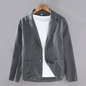 Linen Structured Grounding Lapel Jacket Shirt