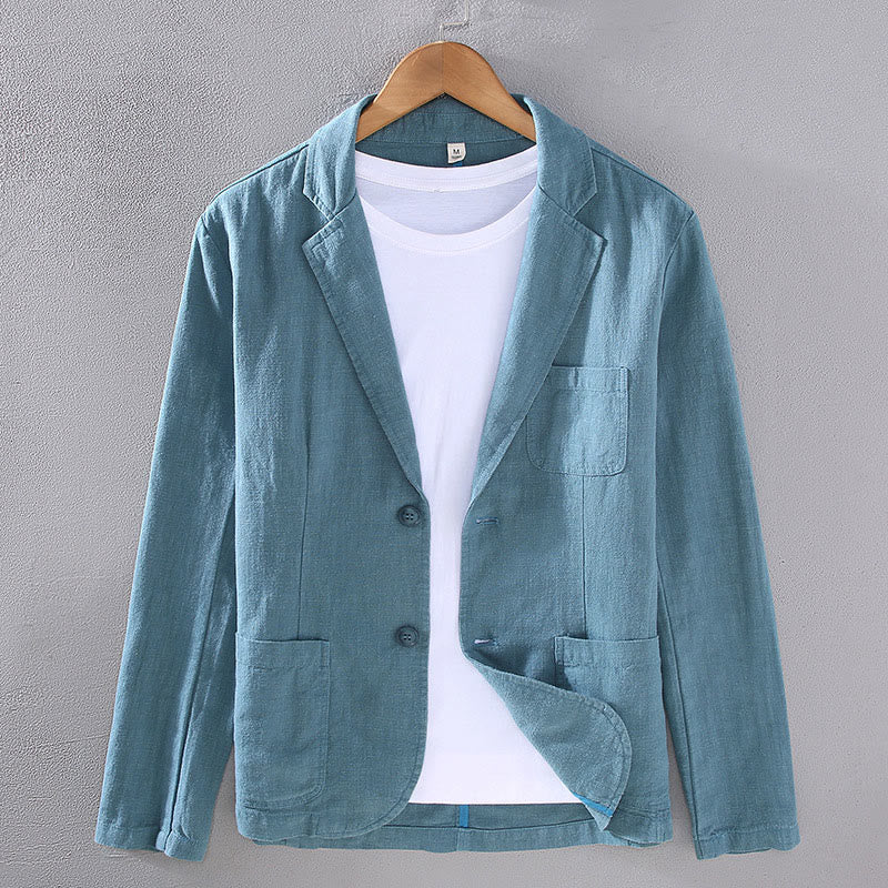Linen Structured Grounding Lapel Jacket Shirt