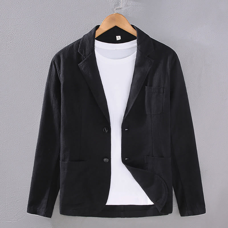 Linen Structured Grounding Lapel Jacket Shirt