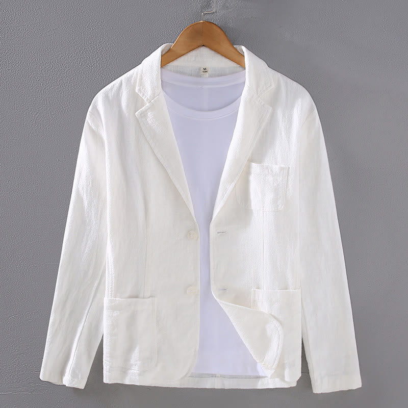Linen Structured Grounding Lapel Jacket Shirt