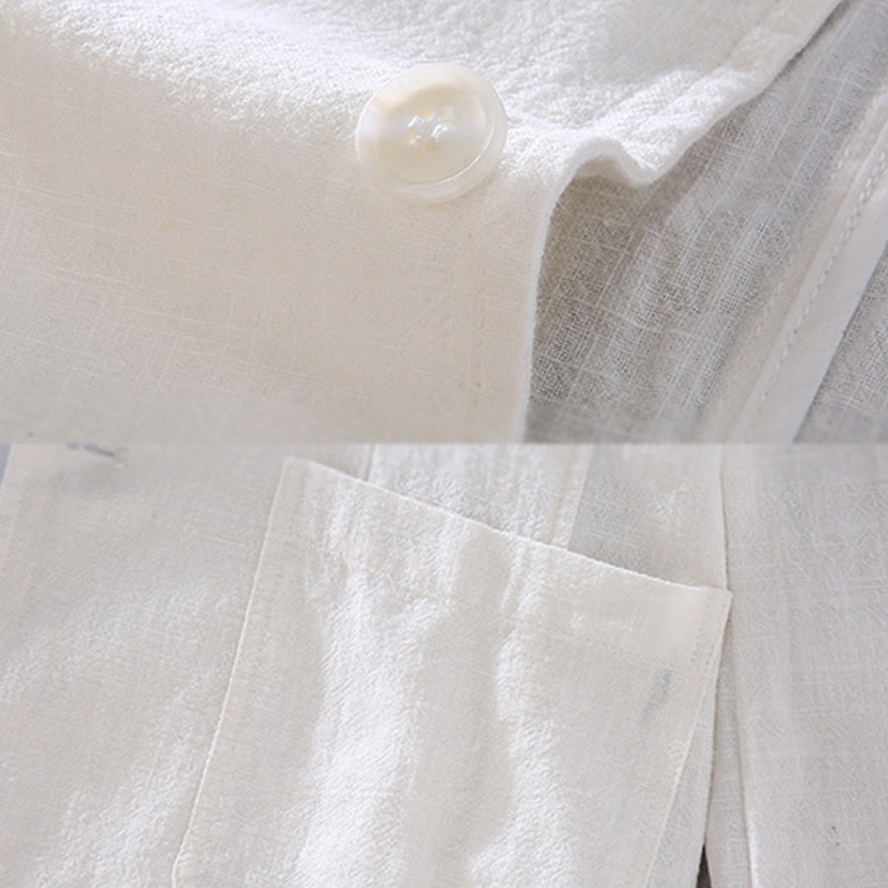 Linen Structured Grounding Lapel Jacket Shirt