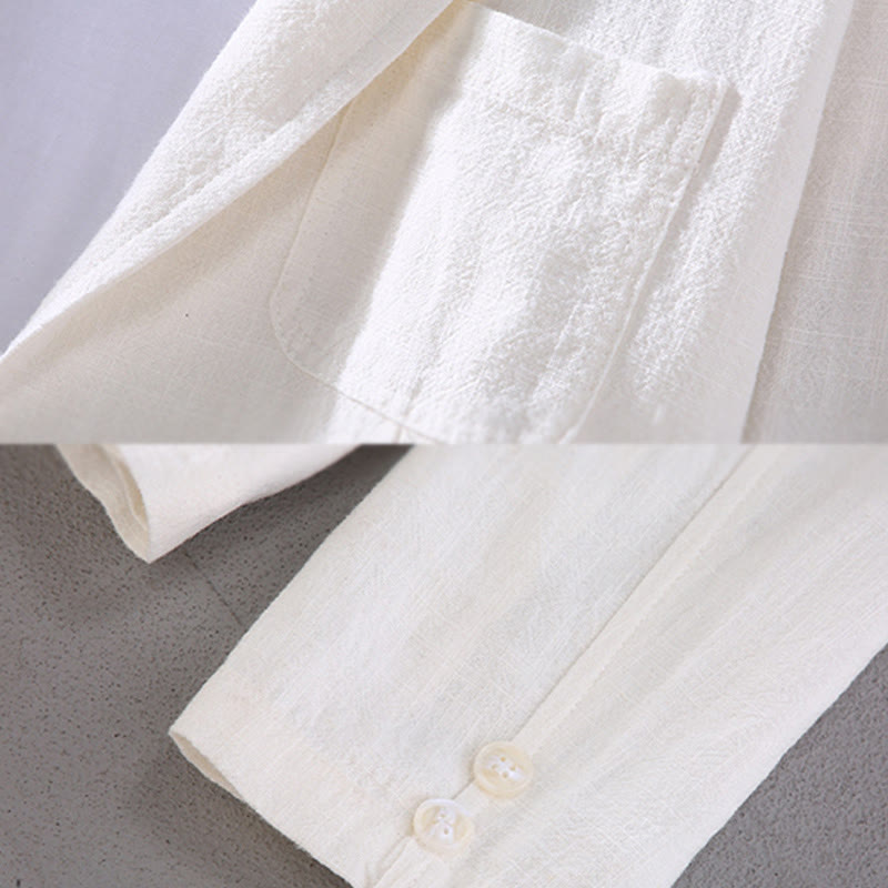 Linen Structured Grounding Lapel Jacket Shirt
