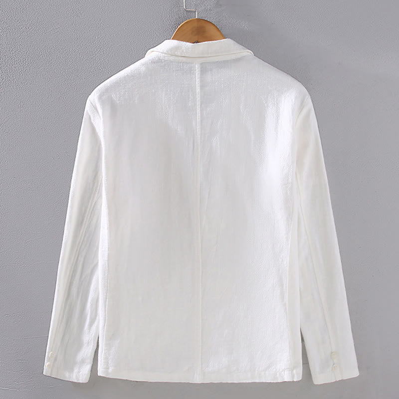 Linen Structured Grounding Lapel Jacket Shirt