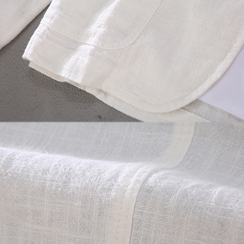 Linen Structured Grounding Lapel Jacket Shirt