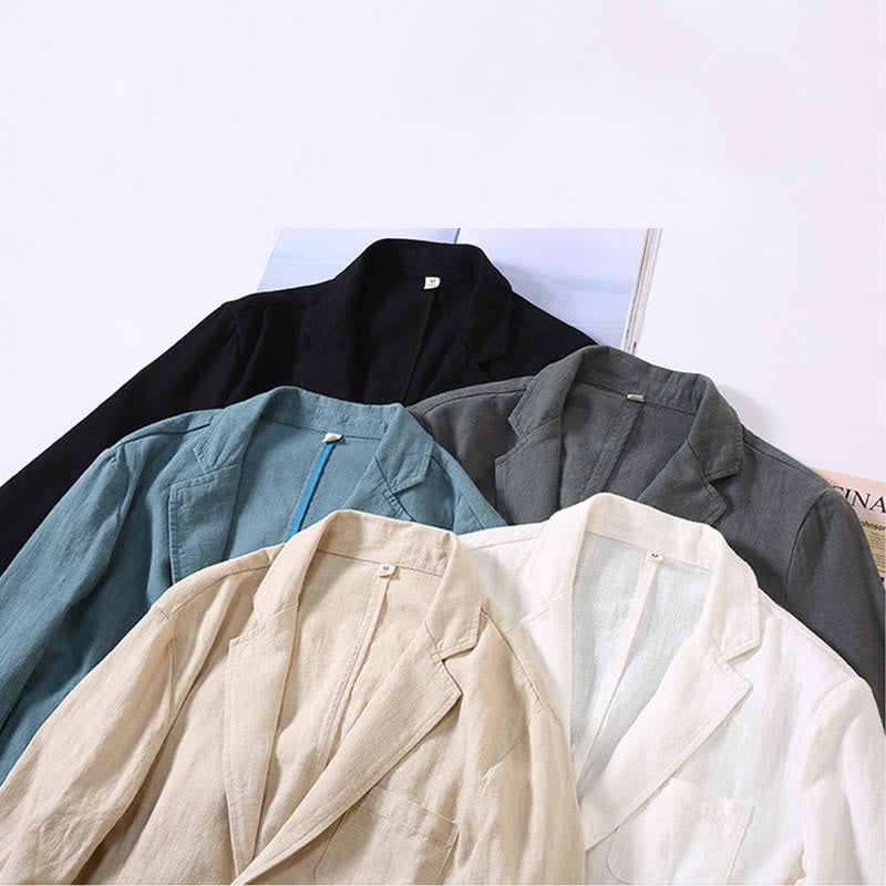 Linen Structured Grounding Lapel Jacket Shirt