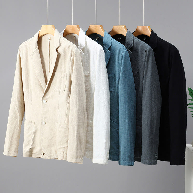Linen Structured Grounding Lapel Jacket Shirt