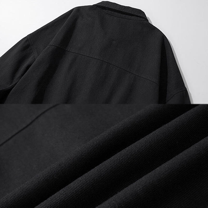 Tactile Cotton Stand Collar Minimalist Meditation Jacket