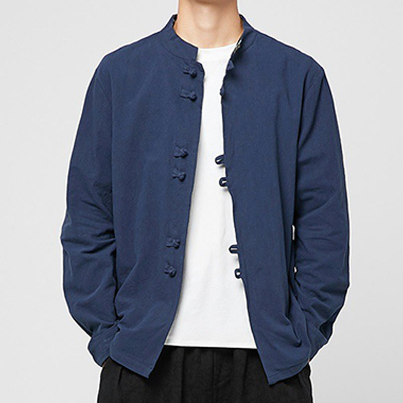 Breathable Cotton Stand-Collar Mindful Practice Men's Shirt