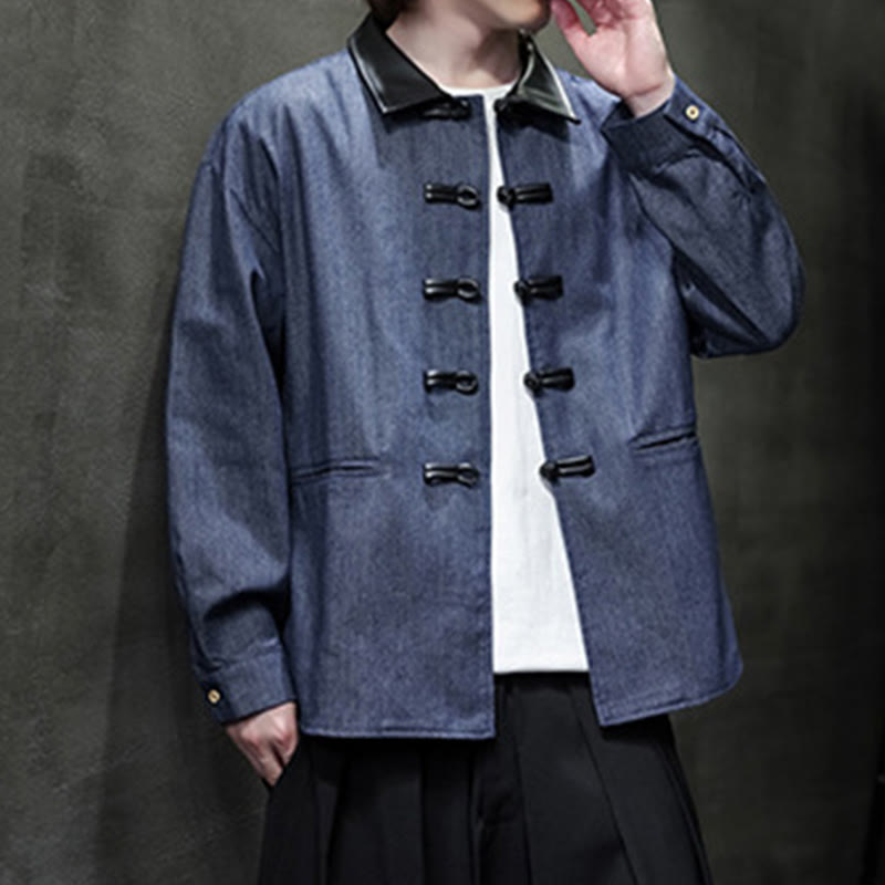 Breathable Cotton Stand Collar Frog Button Meditation Shirt