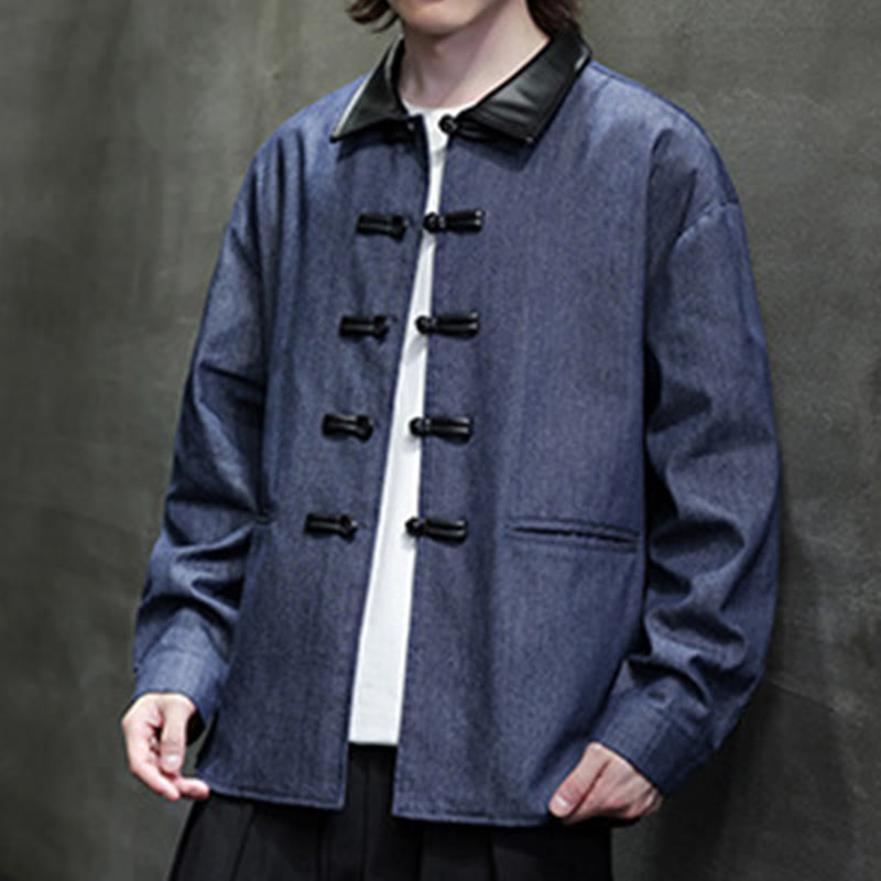Breathable Cotton Stand Collar Frog Button Meditation Shirt