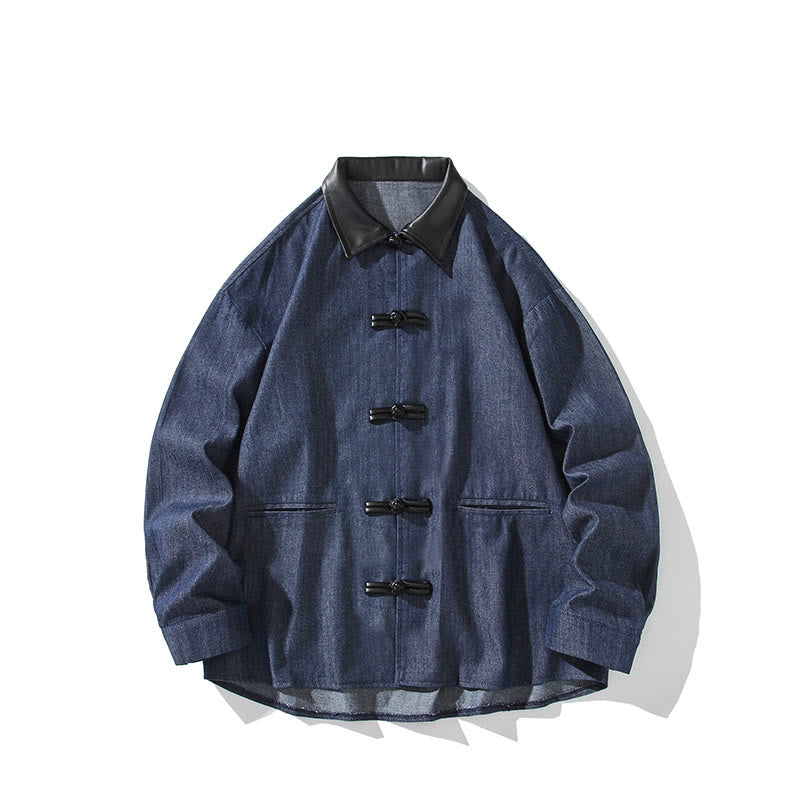 Breathable Cotton Stand Collar Frog Button Meditation Shirt