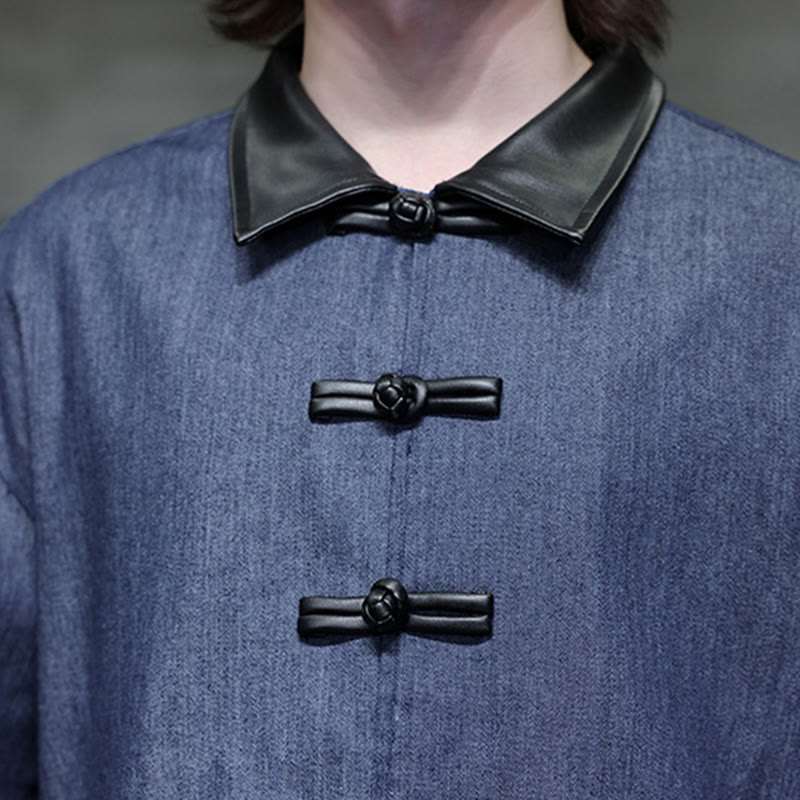 Breathable Cotton Stand Collar Frog Button Meditation Shirt