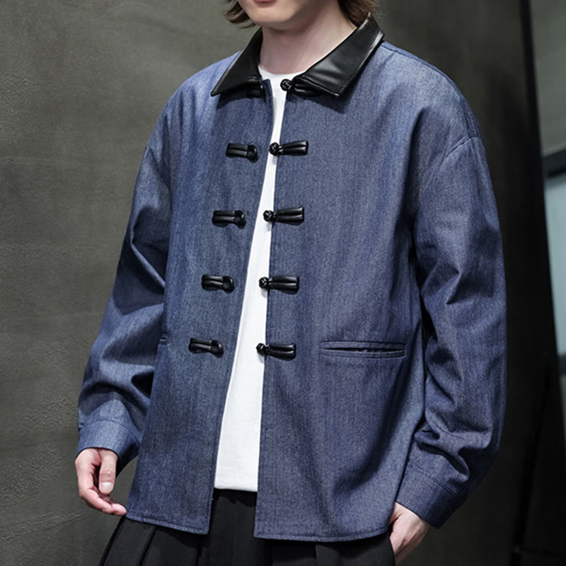 Breathable Cotton Stand Collar Frog Button Meditation Shirt