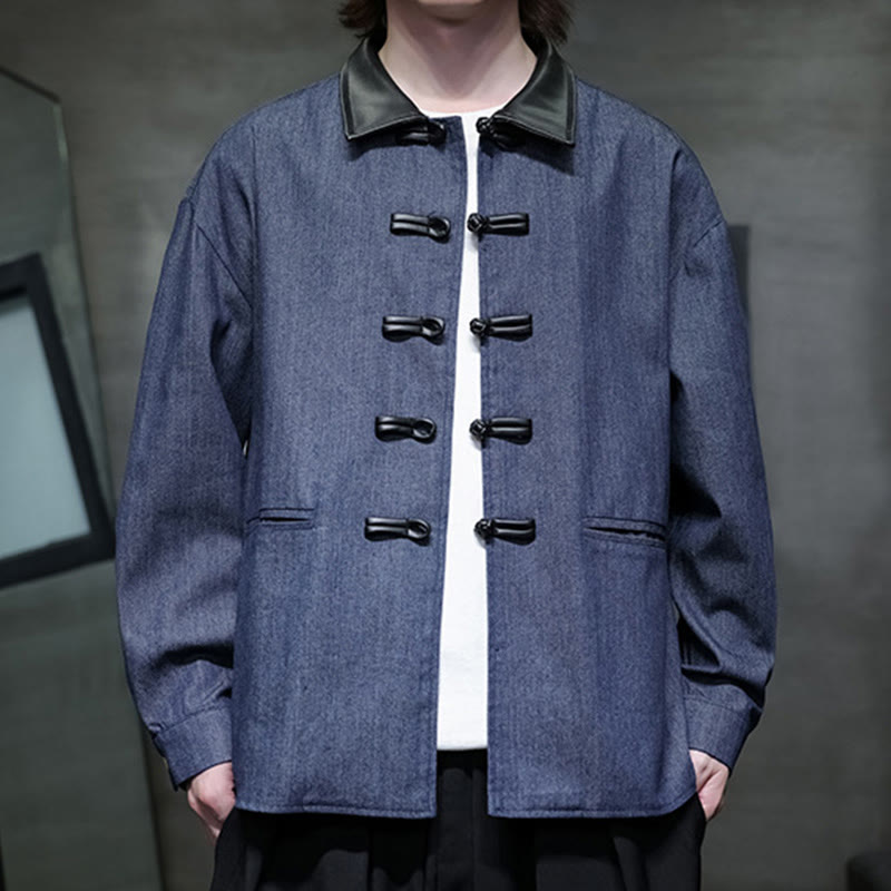 Breathable Cotton Stand Collar Frog Button Meditation Shirt
