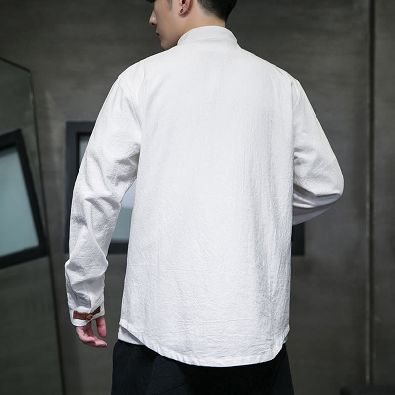 Tactile Cotton Linen Frog-Button Mindful Meditation Shirt