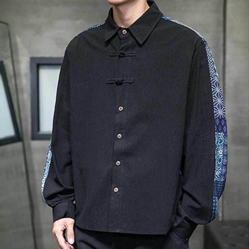 Breathable Cotton Blend Stand Collar Long Sleeve Meditation Shirt