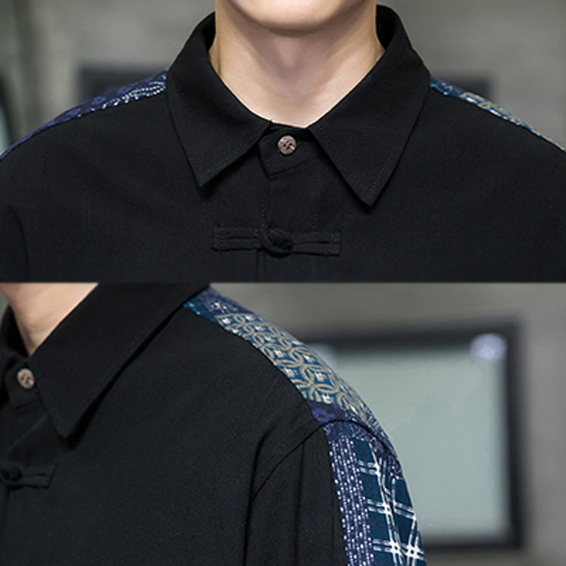 Breathable Cotton Blend Stand Collar Long Sleeve Meditation Shirt