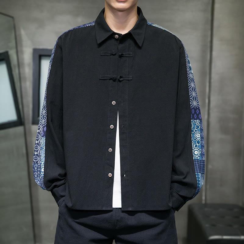 Breathable Cotton Blend Stand Collar Long Sleeve Meditation Shirt
