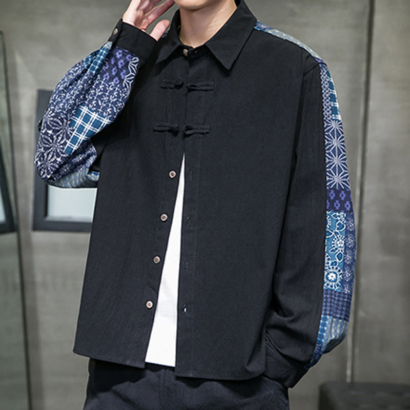 Breathable Cotton Blend Stand Collar Long Sleeve Meditation Shirt