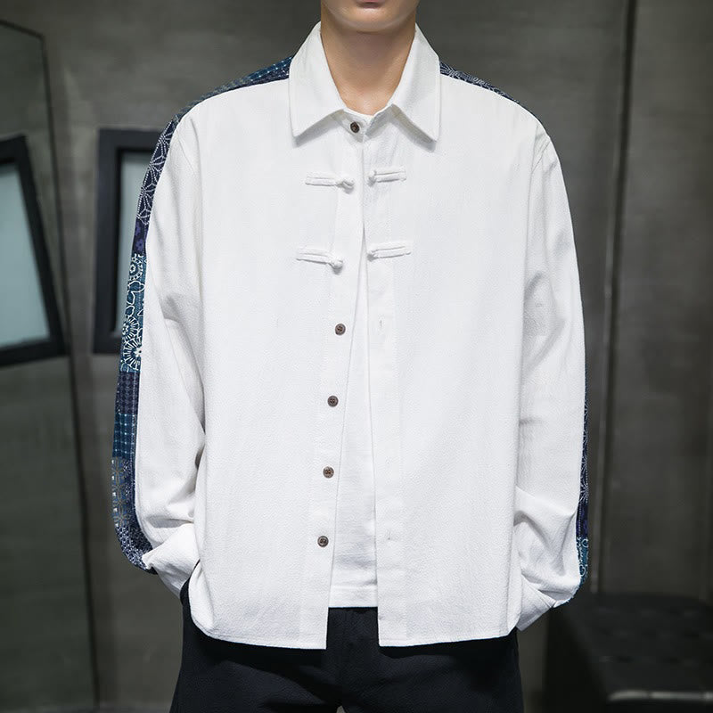 Breathable Cotton Blend Stand Collar Long Sleeve Meditation Shirt