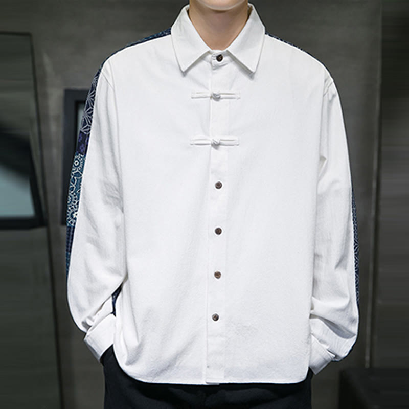 Breathable Cotton Blend Stand Collar Long Sleeve Meditation Shirt