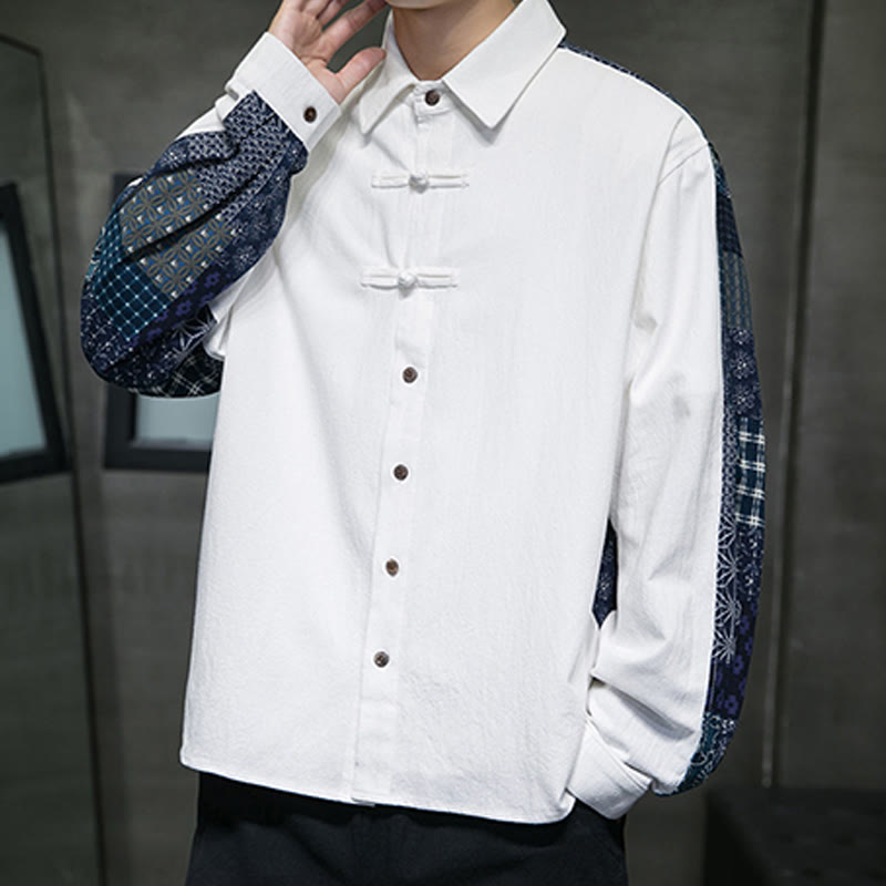 Breathable Cotton Blend Stand Collar Long Sleeve Meditation Shirt