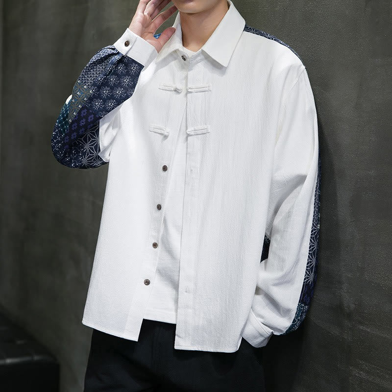Breathable Cotton Blend Stand Collar Long Sleeve Meditation Shirt