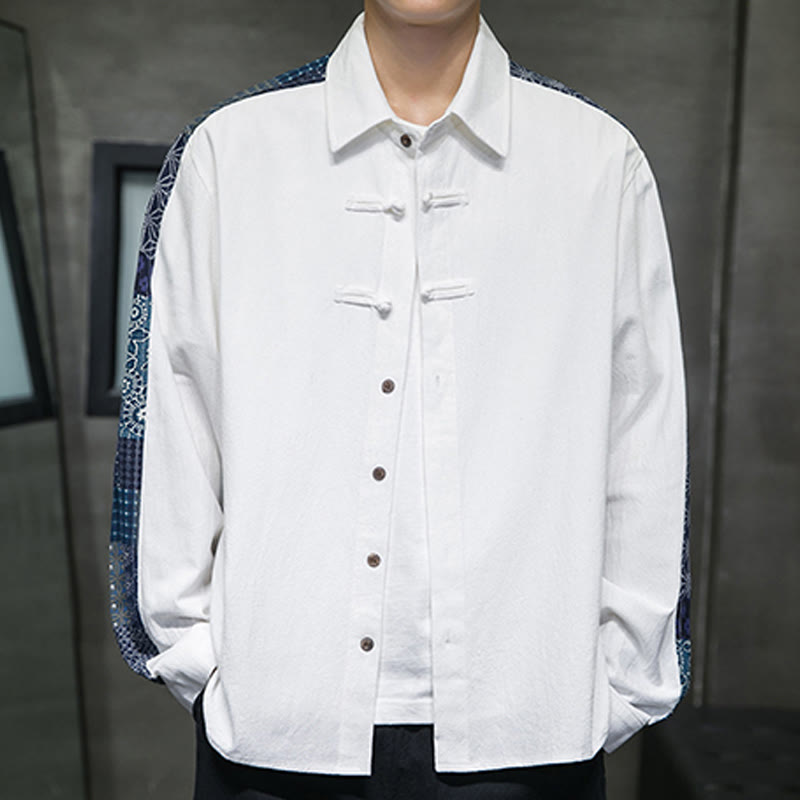 Breathable Cotton Blend Stand Collar Long Sleeve Meditation Shirt