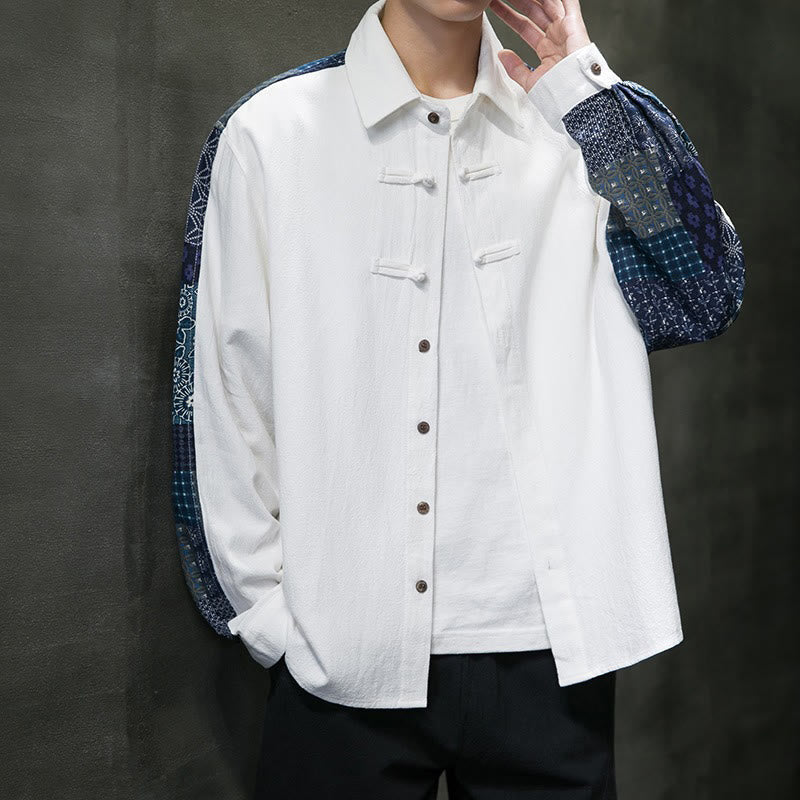Breathable Cotton Blend Stand Collar Long Sleeve Meditation Shirt