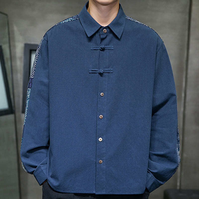 Breathable Cotton Blend Stand Collar Long Sleeve Meditation Shirt