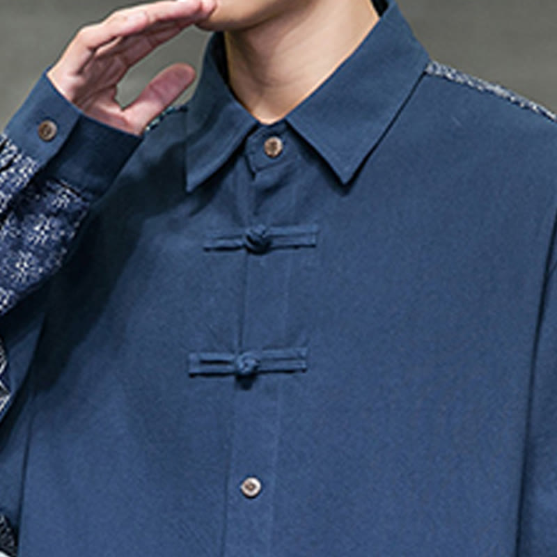 Breathable Cotton Blend Stand Collar Long Sleeve Meditation Shirt