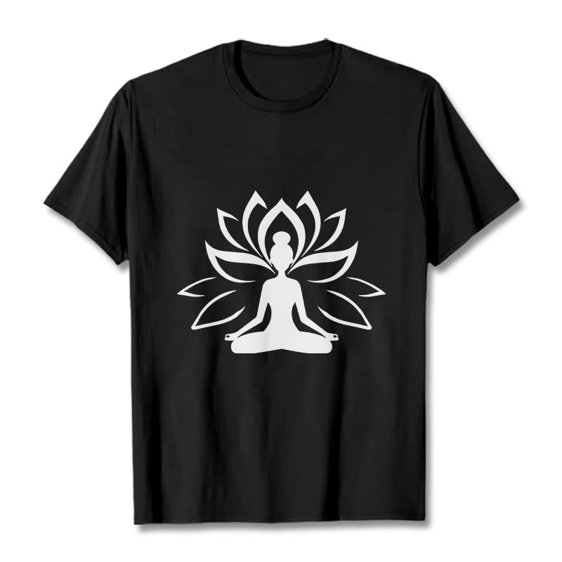 Tactile Cotton Lotus Graphic Meditation T-Shirt