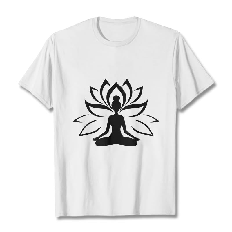 Tactile Cotton Lotus Graphic Meditation T-Shirt
