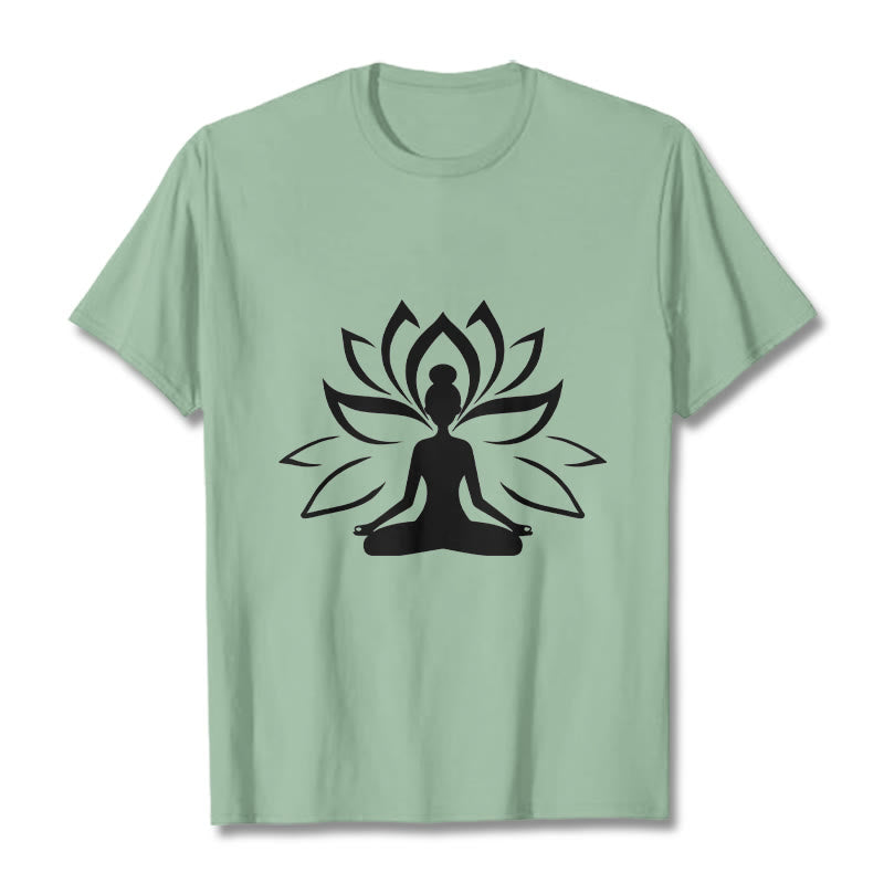 Tactile Cotton Lotus Graphic Meditation T-Shirt