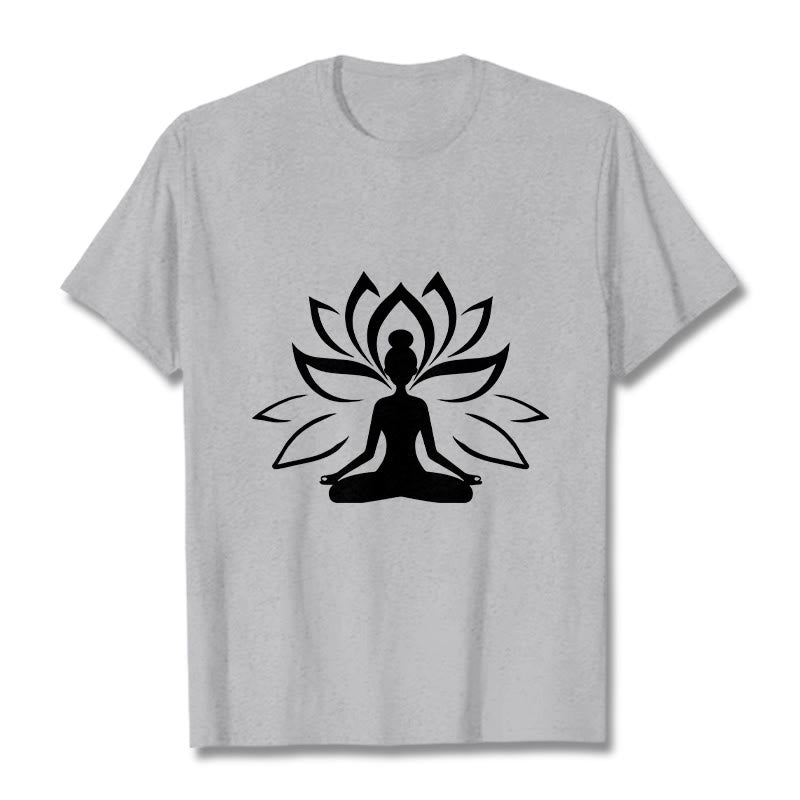 Tactile Cotton Lotus Graphic Meditation T-Shirt
