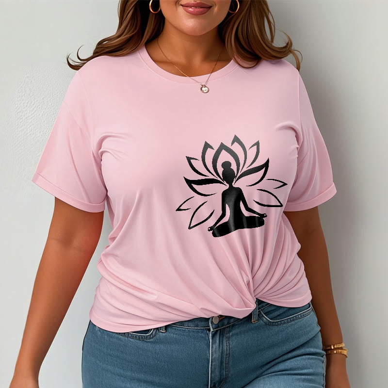 Tactile Cotton Lotus Graphic Meditation T-Shirt