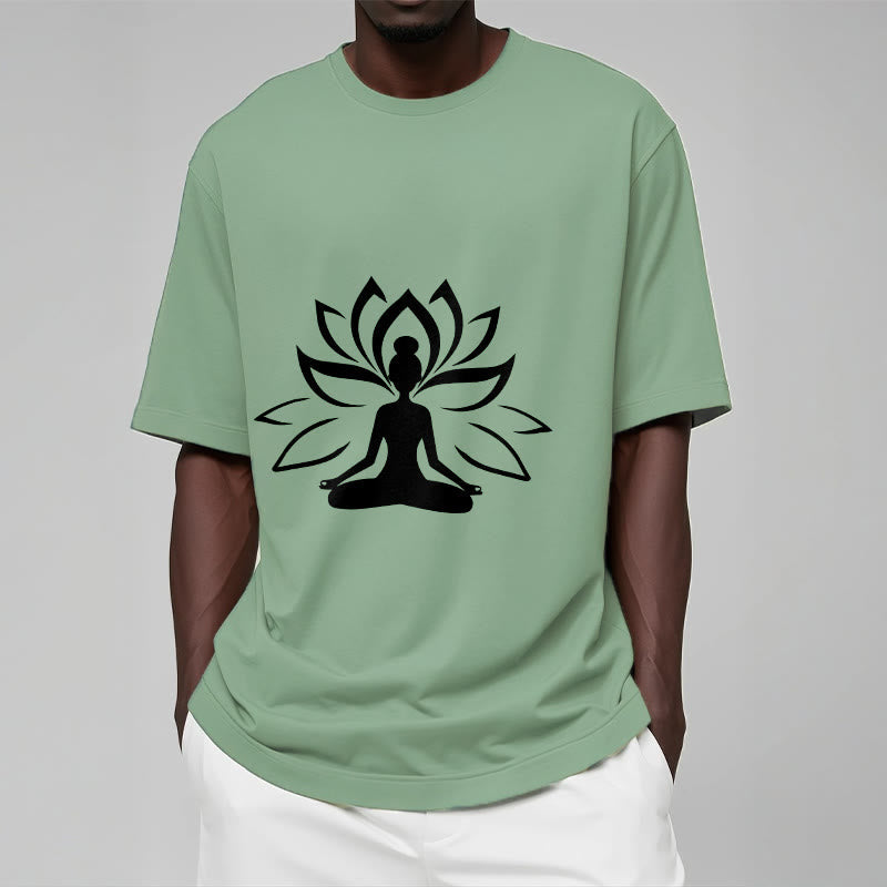 Tactile Cotton Lotus Graphic Meditation T-Shirt