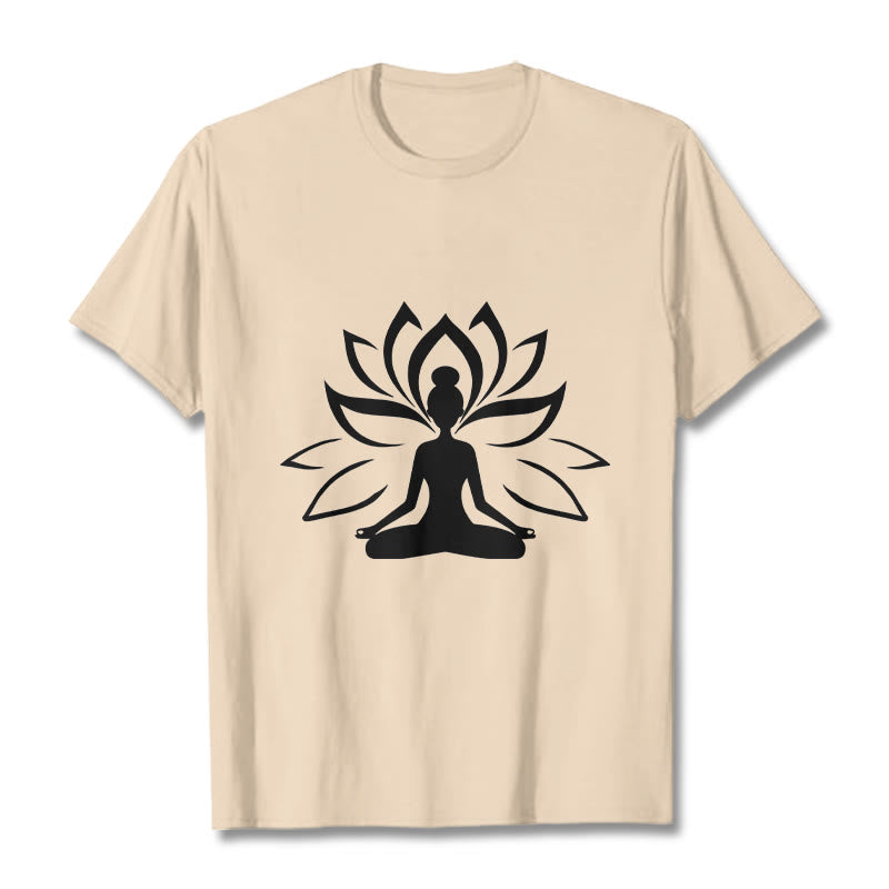Tactile Cotton Lotus Graphic Meditation T-Shirt