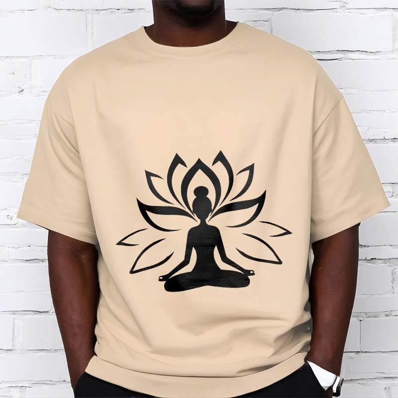 Tactile Cotton Lotus Graphic Meditation T-Shirt
