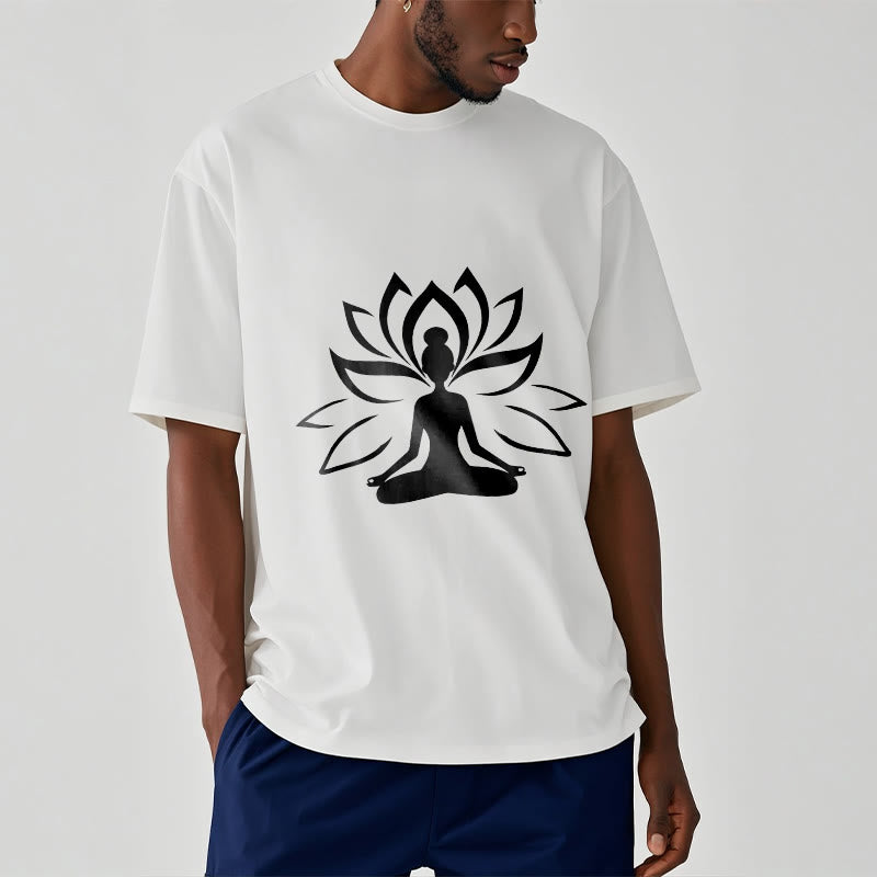 Tactile Cotton Lotus Graphic Meditation T-Shirt