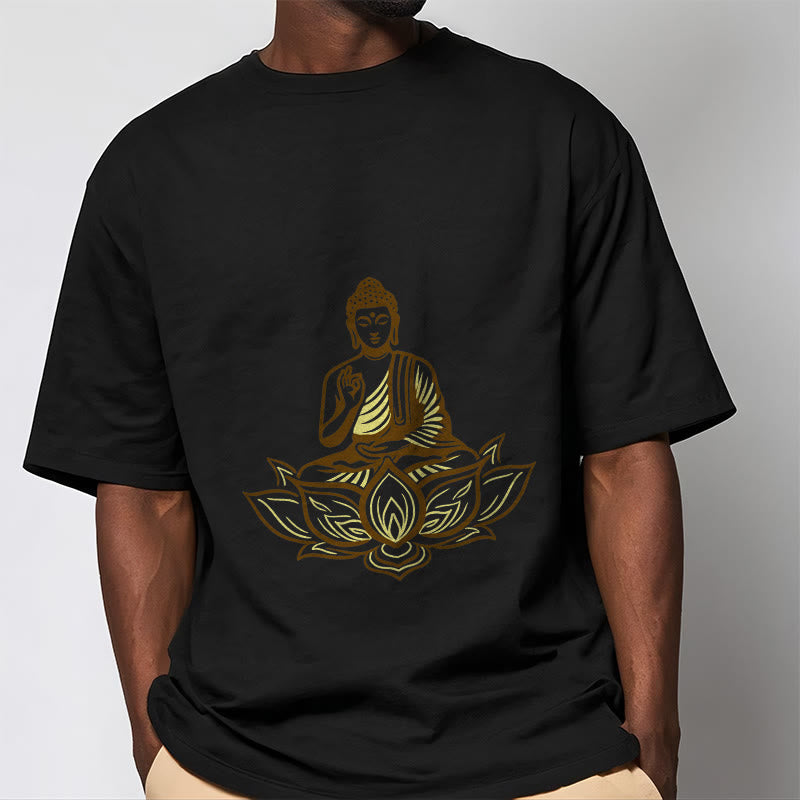 Tactile Cotton Crew Neck Lotus Meditation Tee